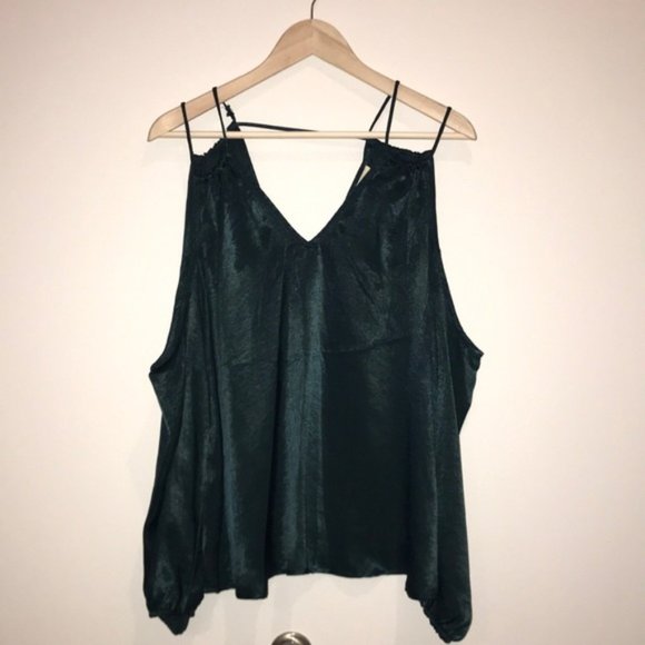 Anthropologie En Elly Cutout Silk Blue Green Top - Picture 1 of 8